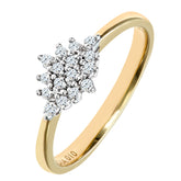 0.17ct Round Diamond Cluster Ring in UK Hallmarked 9ct Yellow Gold